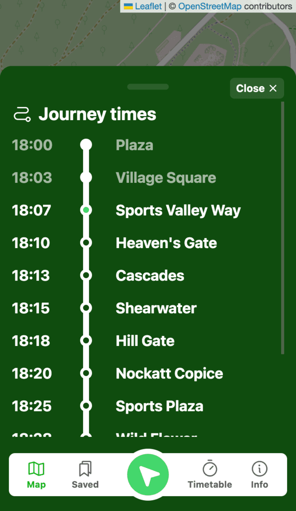 screenshot demoing Future arrival times