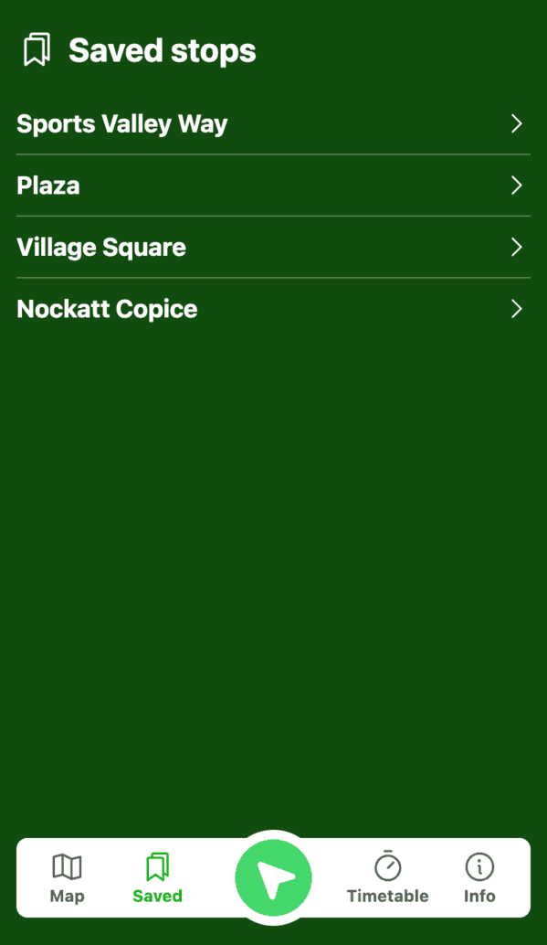 screenshot demoing Save frequent stops